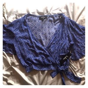 Ocean blue wrap crop top- never been worn!